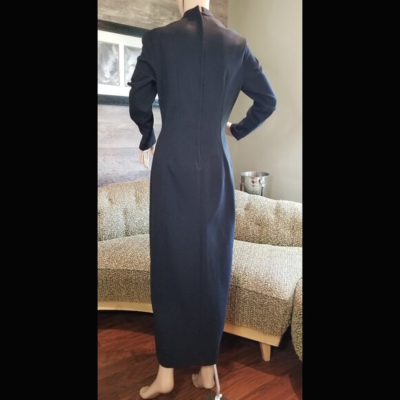 1970s Black Maxi Dress with Asian Inspired Graphics - Picture 2 of 9